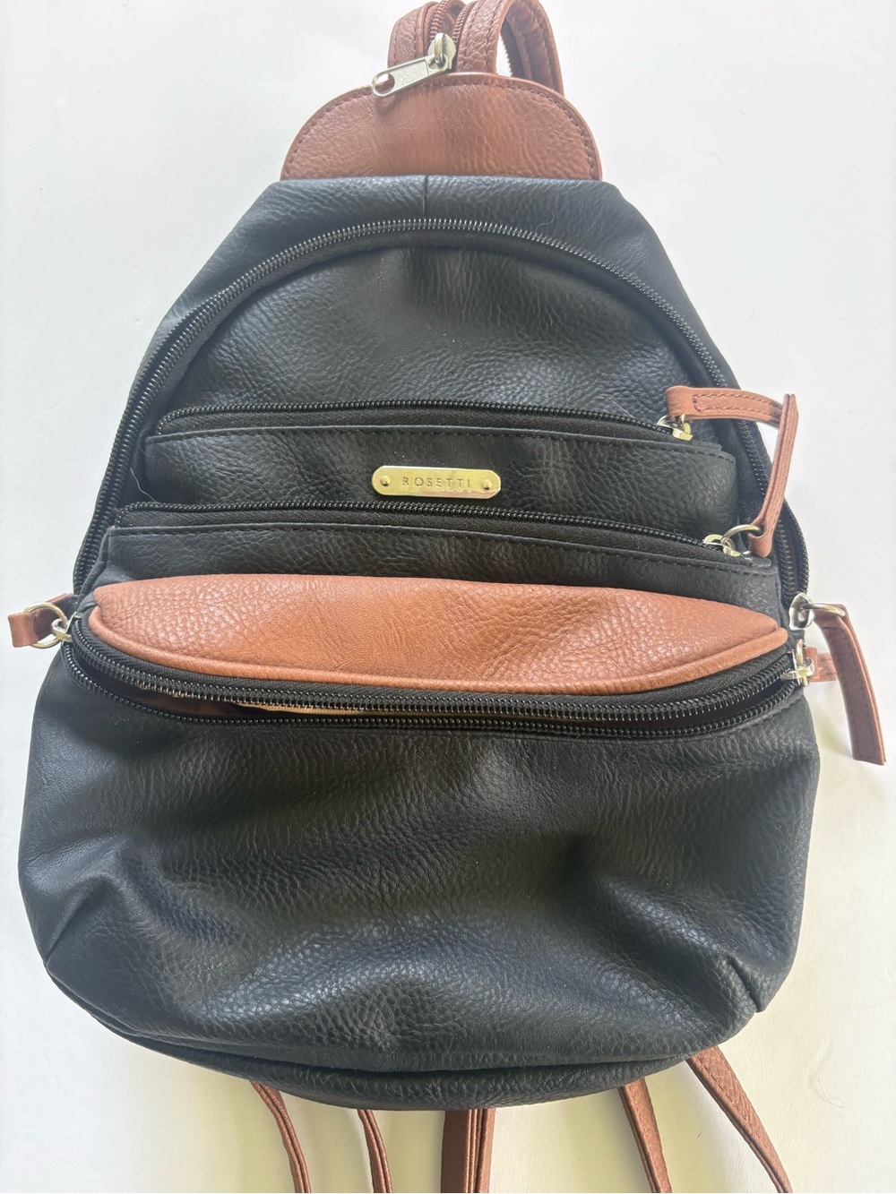 Rosetti Black and Brown mini backpack purse